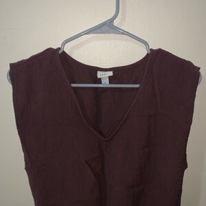 A New Day Brown Textured Sleeveless V-Neck Top | Size M